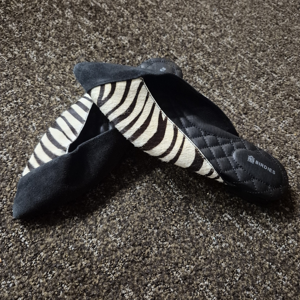 Birdies 1/2 Calf Zebra Slides